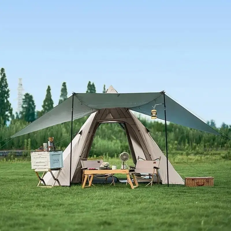 Naturehike Glamping 4 Kişilik Çift Katmanlı Otomatik Kurulum Piramid Çadır 4