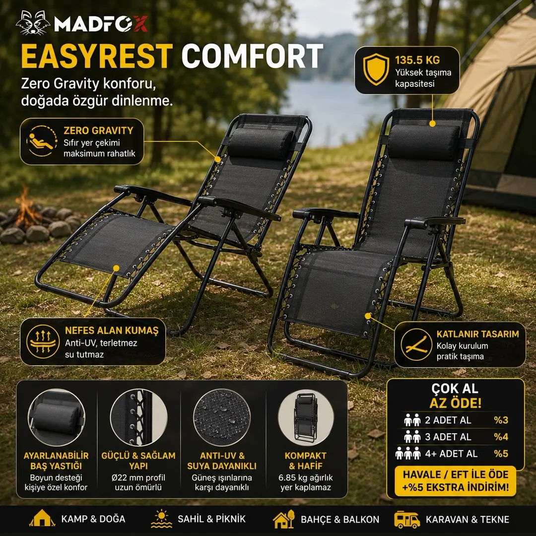 Madfox EasyRest Katlanır Şezlong Sandalye 2