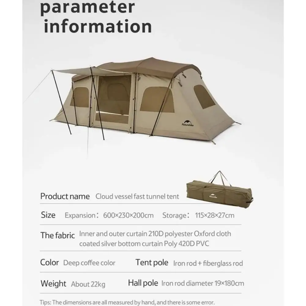 Naturehike Glamping Cloud Vessel 4 Kişilik Hızlı Kurulum Tünel Çadır 2